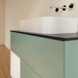 Тумба под раковину Villeroy & Boch Finion 100х50,1 см с подсветкой МДФ оливковый матовый лак/стекло черное матовое F652GFGM