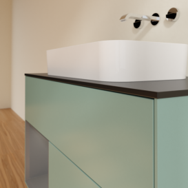 Тумба под раковину Villeroy & Boch Finion 100х50,1 см с подсветкой МДФ оливковый матовый лак/стекло черное матовое F652GKGM