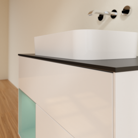 Тумба под раковину Villeroy & Boch Finion 100х50,1 см с подсветкой МДФ глянцевый белый лак/стекло черное матовое F652GMGF