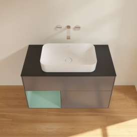 Тумба под раковину Villeroy & Boch Finion 100х50,1 см с подсветкой МДФ антрацит матовый лак/стекло черное  матовое F652GMGK