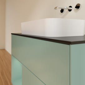 Тумба под раковину Villeroy & Boch Finion 100х50,1 см с подсветкой МДФ оливковый матовый лак/стекло черное матовое F652GMGM