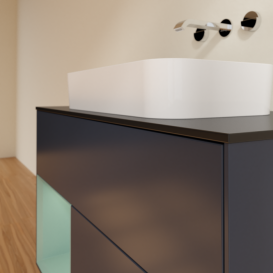 Тумба под раковину Villeroy & Boch Finion 100х50,1 см с подсветкой МДФ темно-синий матовый лак/стекло черное матовое F652GMHG