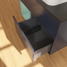 Тумба под раковину Villeroy & Boch Finion 100х50,1 см с подсветкой МДФ темно-синий матовый лак/стекло черное матовое F652GMHG