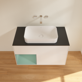 Тумба под раковину Villeroy & Boch Finion 100х50,1 см с подсветкой МДФ белый матовый лак/стекло черное матовое F652GMMT