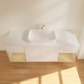 Тумба под раковину Villeroy & Boch Finion 160х50,1 см с подсветкой МДФ глянцевый белый лак/стекло белое матовое F331PCGF