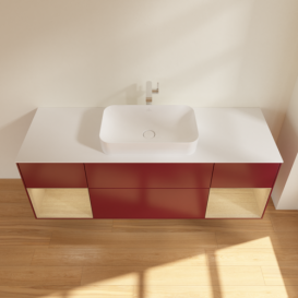 Тумба под раковину Villeroy & Boch Finion 160х50,1 см с подсветкой МДФ пион матовый лак/стекло белое матовое F331PCHB