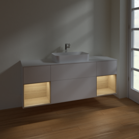 Тумба под раковину Villeroy & Boch Finion 160х50,1 см с подсветкой МДФ белый матовый лак/стекло белое матовое F331PCMT