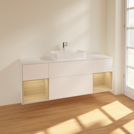 Тумба под раковину Villeroy & Boch Finion 160х50,1 см с подсветкой МДФ белый матовый лак/стекло белое матовое F331PCMT