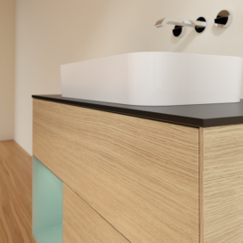 Тумба под раковину Villeroy & Boch Finion 100х50,1 см с подсветкой МДФ шпон дуба/стекло черное матовое F652GMPC