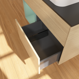 Тумба под раковину Villeroy & Boch Finion 100х50,1 см с подсветкой МДФ шпон дуба/стекло черное матовое F652GMPC