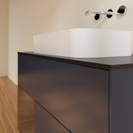 Тумба под раковину Villeroy & Boch Finion 100х50,1 см с подсветкой МДФ темно-синий матовый лак/стекло черное матовое F652GNHG