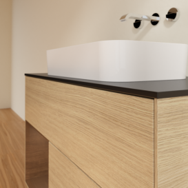 Тумба под раковину Villeroy & Boch Finion 100х50,1 см с подсветкой МДФ шпон дуба/стекло черное матовое F652GNPC