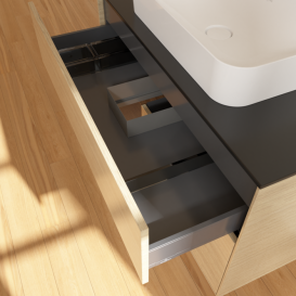 Тумба под раковину Villeroy & Boch Finion 100х50,1 см с подсветкой МДФ шпон дуба/стекло черное матовое F652GNPC