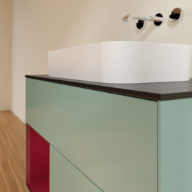 Тумба под раковину Villeroy & Boch Finion 100х50,1 см с подсветкой МДФ оливковый матовый лак/стекло черное матовое F652HBGM