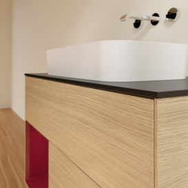 Тумба под раковину Villeroy & Boch Finion 100х50,1 см с подсветкой МДФ шпон дуба/стекло черное матовое F652HBPC