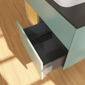 Тумба под раковину Villeroy & Boch Finion 100х50,1 см с подсветкой МДФ оливковый матовый лак/стекло черное матовое F652HFGM