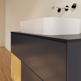 Тумба под раковину Villeroy & Boch Finion 100х50,1 см с подсветкой МДФ темно-синий матовый лак/стекло черное матовое F652HFHG