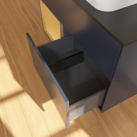 Тумба под раковину Villeroy & Boch Finion 100х50,1 см с подсветкой МДФ темно-синий матовый лак/стекло черное матовое F652HFHG