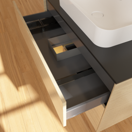 Тумба под раковину Villeroy & Boch Finion 100х50,1 см с подсветкой МДФ шпон дуба/стекло черное матовое F652HFPC