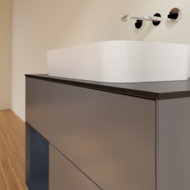 Тумба под раковину Villeroy & Boch Finion 100х50,1 см с подсветкой МДФ антрацит матовый лак/стекло черное матовое F652HGGK