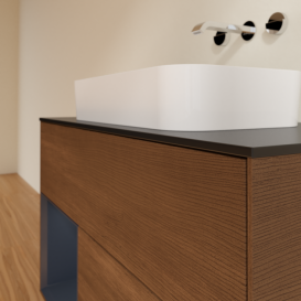 Тумба под раковину Villeroy & Boch Finion 100х50,1 см с подсветкой МДФ шпон грецкого ореха/стекло черное матовое F652HGGN