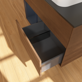 Тумба под раковину Villeroy & Boch Finion 100х50,1 см с подсветкой МДФ шпон грецкого ореха/стекло черное матовое F652HGGN