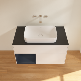 Тумба под раковину Villeroy & Boch Finion 100х50,1 см с подсветкой МДФ белый матовый лак/стекло черное матовое F652HGMT