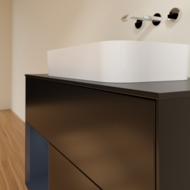 Тумба под раковину Villeroy & Boch Finion 100х50,1 см с подсветкой МДФ черный матовый лак/стекло черное матовое F652HGPD