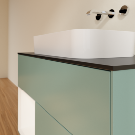 Тумба под раковину Villeroy & Boch Finion 100х50,1 см с подсветкой МДФ оливковый матовый лак/стекло черное матовое F652MTGM