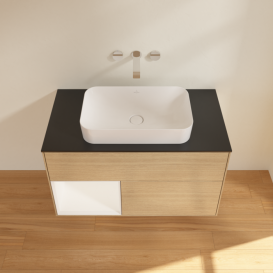 Тумба под раковину Villeroy & Boch Finion 100х50,1 см с подсветкой МДФ шпон дуба/стекло черное матовое F652MTPC