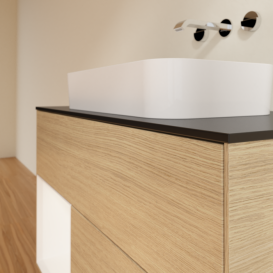 Тумба под раковину Villeroy & Boch Finion 100х50,1 см с подсветкой МДФ шпон дуба/стекло черное матовое F652MTPC