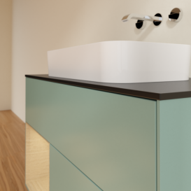 Тумба под раковину Villeroy & Boch Finion 100х50,1 см с подсветкой МДФ оливковый матовый лак/стекло черное матовое F652PCGM