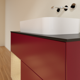 Тумба под раковину Villeroy & Boch Finion 100х50,1 см с подсветкой МДФ пион матовый лак/стекло черное матовое F652PCHB