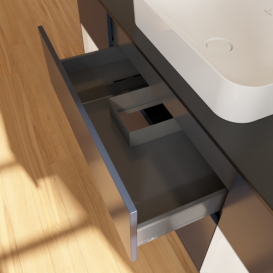 Тумба под раковину Villeroy & Boch Finion 160х50,1 см с подсветкой МДФ темно-синий матовый лак/стекло черное матовое F332GFHG