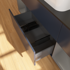 Тумба под раковину Villeroy & Boch Finion 160х50,1 см с подсветкой МДФ темно-синий матовый лак/стекло черное матовое F332GKHG