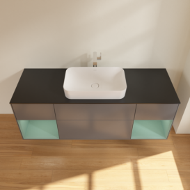 Тумба под раковину Villeroy & Boch Finion 160х50,1 см с подсветкой МДФ антрацит матовый лак/стекло черное матовое F332GMGK