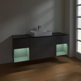 Тумба под раковину Villeroy & Boch Finion 160х50,1 см с подсветкой МДФ антрацит матовый лак/стекло черное матовое F332GMGK