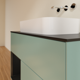 Тумба под раковину Villeroy & Boch Finion 100х50,1 см с подсветкой МДФ оливковый матовый лак/стекло черное матовое F652PDGM