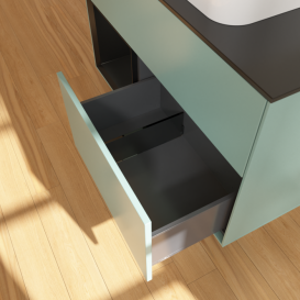 Тумба под раковину Villeroy & Boch Finion 100х50,1 см с подсветкой МДФ оливковый матовый лак/стекло черное матовое F652PDGM