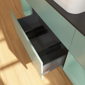 Тумба под раковину Villeroy & Boch Finion 160х50,1 см с подсветкой МДФ оливковый матовый лак/стекло черное матовое F332GMGM