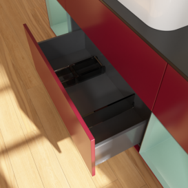 Тумба под раковину Villeroy & Boch Finion 160х50,1 см с подсветкой МДФ пион матовый лак/стекло черное матовое F332GMHB