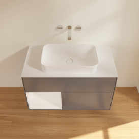 Тумба под раковину Villeroy & Boch Finion 100х50,1 см с подсветкой МДФ антрацит матовый лак/стекло белое матовое G651GFGK