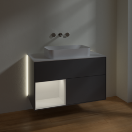 Тумба под раковину Villeroy & Boch Finion 100х50,1 см с подсветкой МДФ антрацит матовый лак/стекло белое матовое G651GFGK