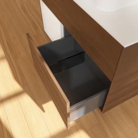 Тумба под раковину Villeroy & Boch Finion 100х50,1 см с подсветкой МДФ шпон грецкого ореха/стекло белое матовое G651GFGN