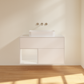 Тумба под раковину Villeroy & Boch Finion 100х50,1 см с подсветкой МДФ белый матовый лак/стекло белое матовое G651GFMT