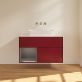 Тумба под раковину Villeroy & Boch Finion 100х50,1 см с подсветкой МДФ пион матовый лак/стекло белое матовое G651GKHB