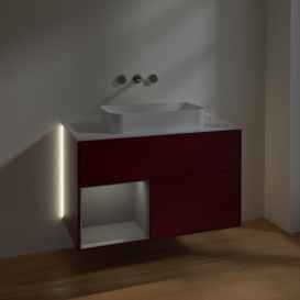 Тумба под раковину Villeroy & Boch Finion 100х50,1 см с подсветкой МДФ пион матовый лак/стекло белое матовое G651GKHB