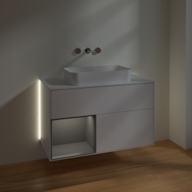 Тумба под раковину Villeroy & Boch Finion 100х50,1 см с подсветкой МДФ белый матовый лак/стекло белое матовое G651GKMT