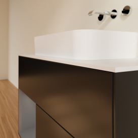 Тумба под раковину Villeroy & Boch Finion 100х50,1 см с подсветкой МДФ черный матовый лак/стекло белое матовое G651GKPD