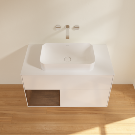 Тумба под раковину Villeroy & Boch Finion 100х50,1 см с подсветкой МДФ глянцевый белый лак/стекло белое матовое G651GNGF